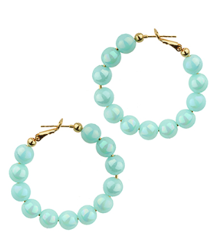 Turquoise 40MM Bead Hoops