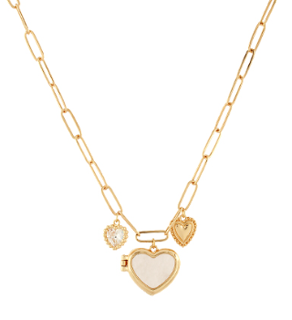 MOP Heart Locket Clip Chain Necklace