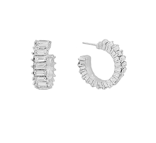 Clear/Silver 20mm Baguette Hoops