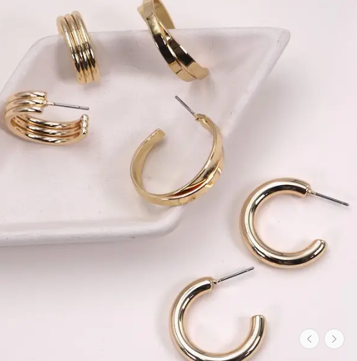 Gold Multi Classic Hoop Trio Earrings