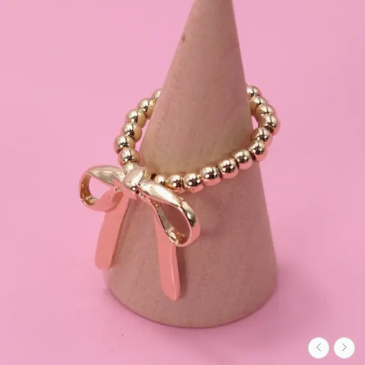 Gold Bow Ribbon Stretchable Ring