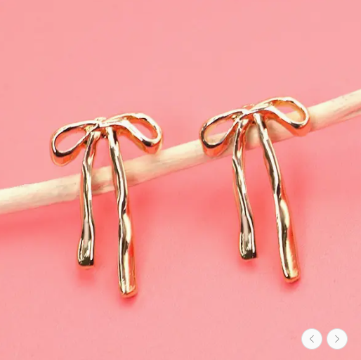 Authentic Long Bow Ribbon Stud Earrings