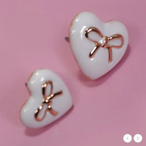Heart Bow Epoxy Stud Earrings