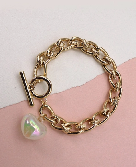 Iridescent Heart Toggle Bracelet