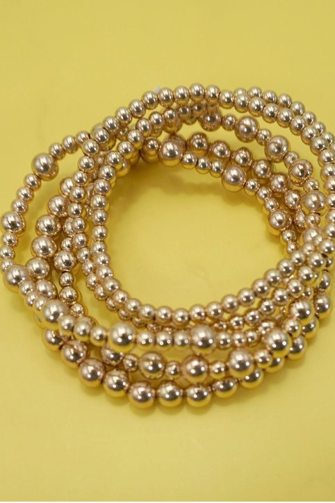 Multi Layer Gold Ball Chain Beaded Bracelet