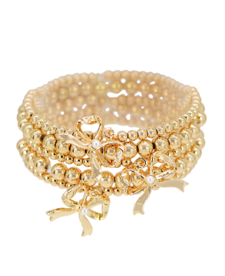 Gold Bow Bracelet Set