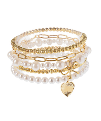 Pearl & Bow Charm Bracelet