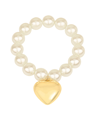 Puffy Heart Pearl Bracelet