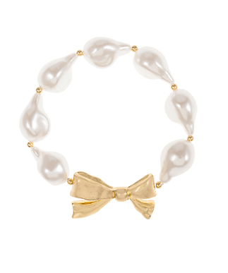 Puffy Bow & Baroque Pearl Bracelet