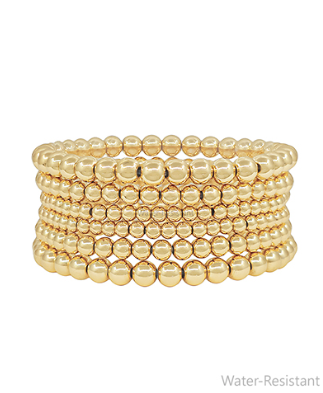 Water Resistant Gold 6 Row CCB Stretch Bracelet