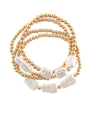 4 Row Pearl Accent CCB Ball Bracelet