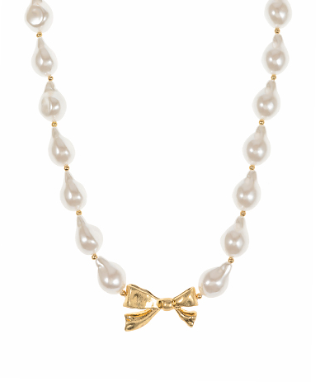 Bow & Baroque Pearl Necklace