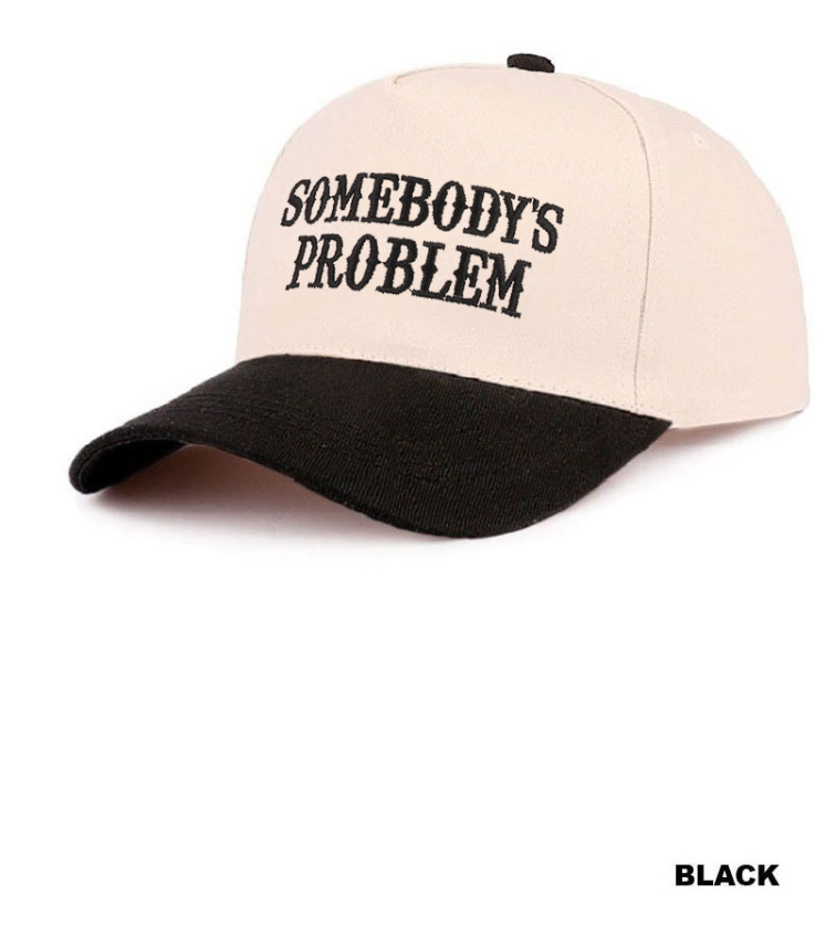 Black and tan two-tone canvas cotton cap by Modern Grace featuring a casual, stylish hat with a curved brim and adjustable strap.