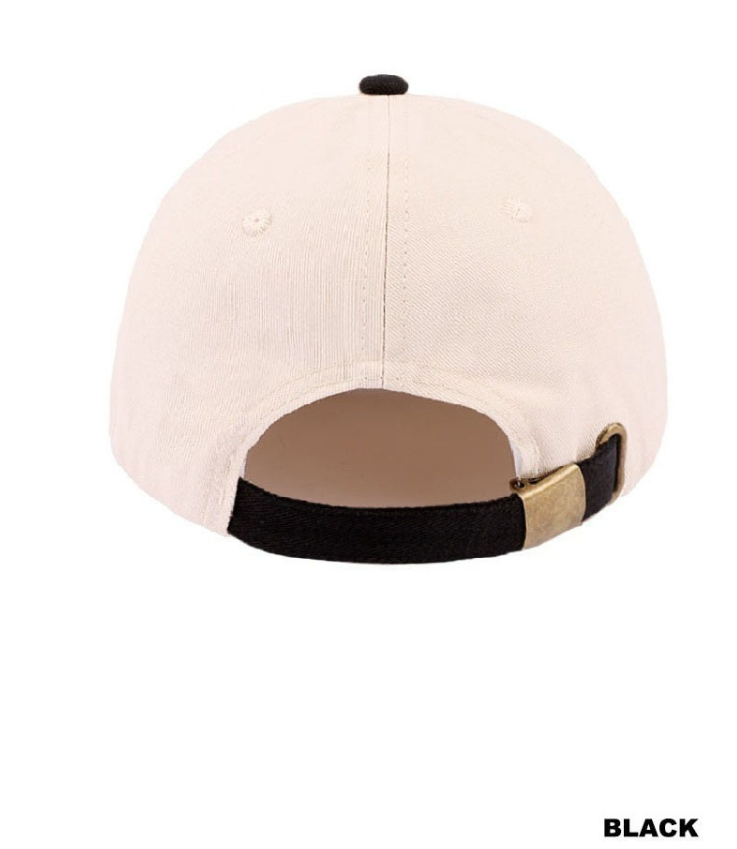 Black and tan two-tone canvas cotton cap by Modern Grace featuring "Y'all Need Jesus" embroidered design.