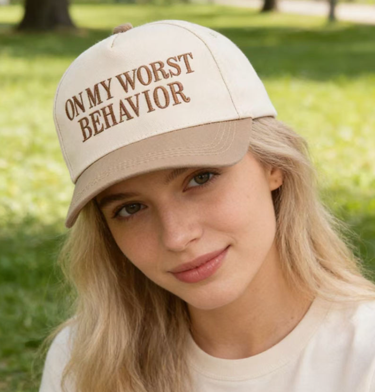 Modern Grace Ash and Mocha two-tone canvas cotton cap with curved brim and adjustable strap, casual hat for everyday wear.