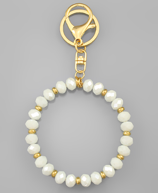 White Beaded Key Ring Bracelet