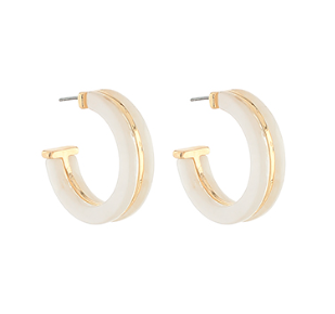 White and Gold Hoop Earrings