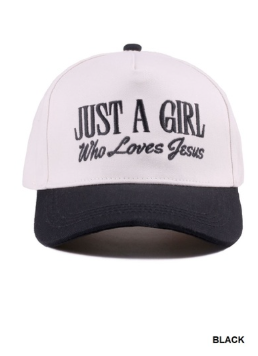 Just a girl who loves Jesus two-tone canvas cap ( 2 COLORS)