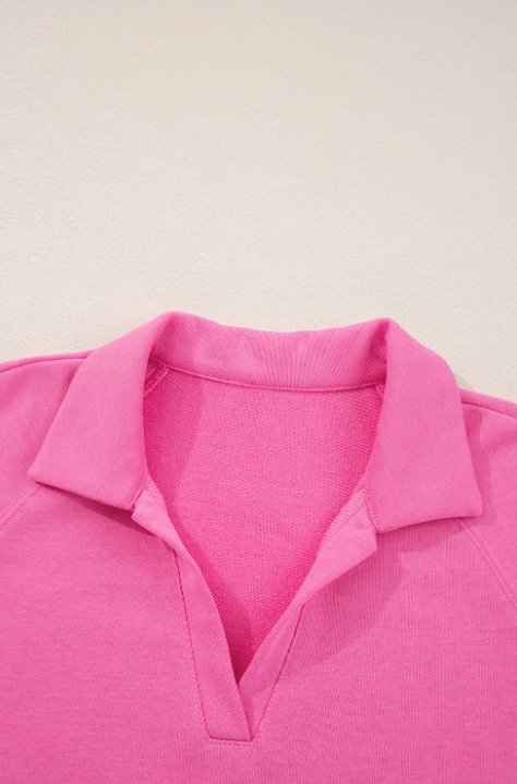 Pink Collared Pullover and Pants Set