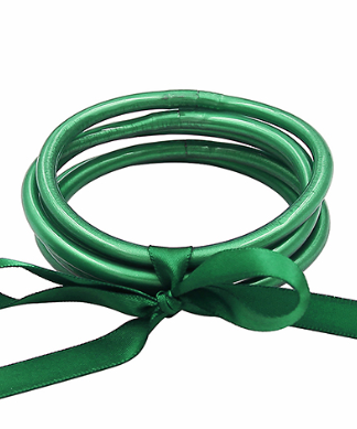 Green Jelly Bangle Bracelet Set -4pc