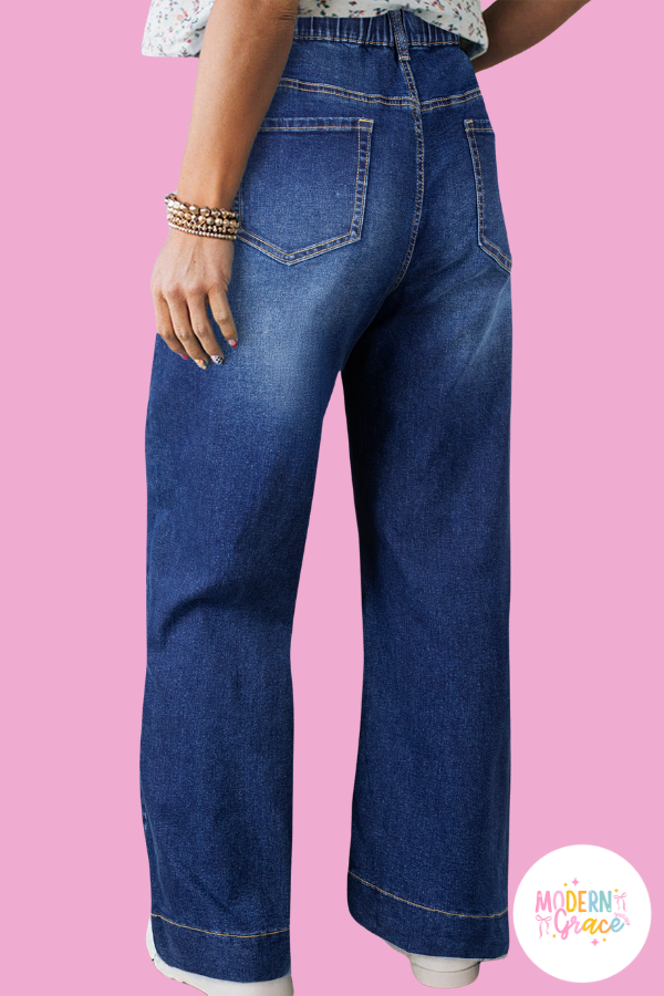 Blue Acid Wash Contrast Lace-up Plus Size Jeans