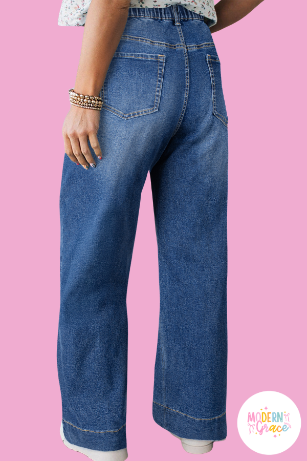 Blue Acid Wash Contrast Lace-up Plus Size Jeans