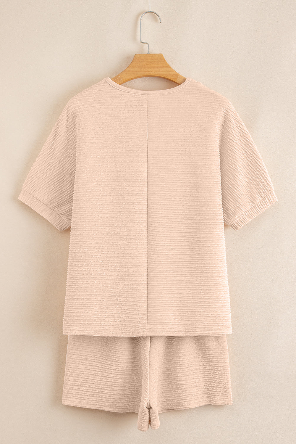 Apricot Textured V Neck T Shirt and Shorts Set (Warehouse Exclusives)