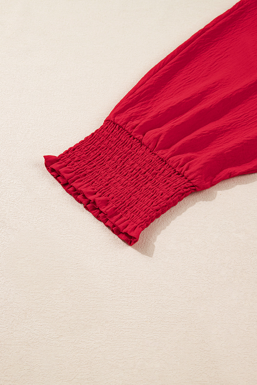 Fiery Red Plus Size Smocked Cuff Dolman Oversized Tunic Blouse (Warehouse Exclusives - Online only)