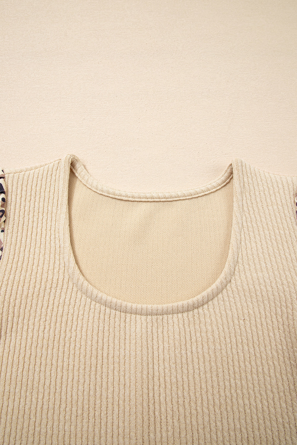Leopard Sleeve Ribbed Knit U Neck Top (Warehouse Exclusives - Online only!)