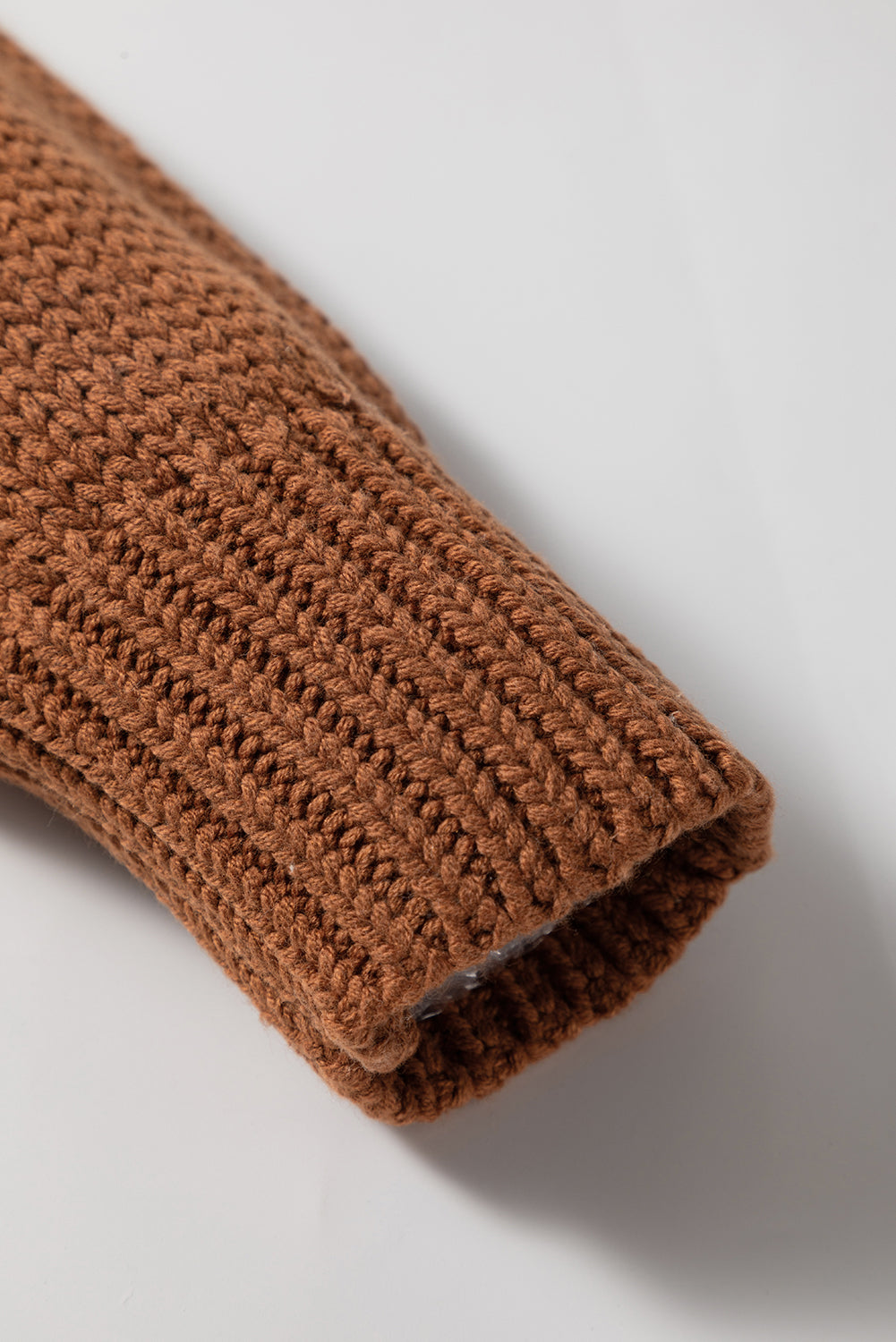 CURVY Light French Beige Stitch Detail Color Block Knitted Plus Size Sweater (Warehouse Exclusive)