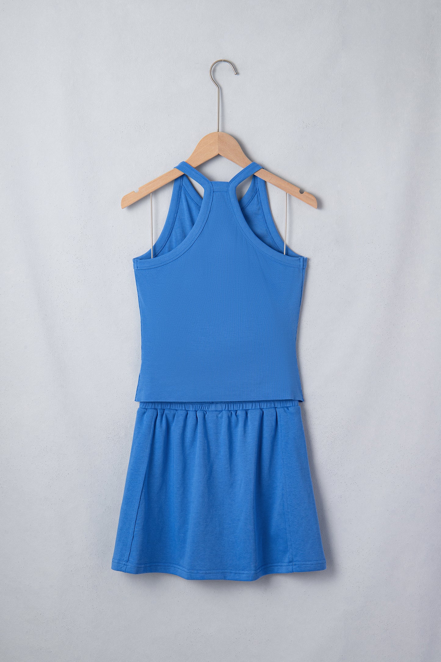 Slim Cropped Tank Top & Elastic Waist Mini Skort 2-Piece Outfit