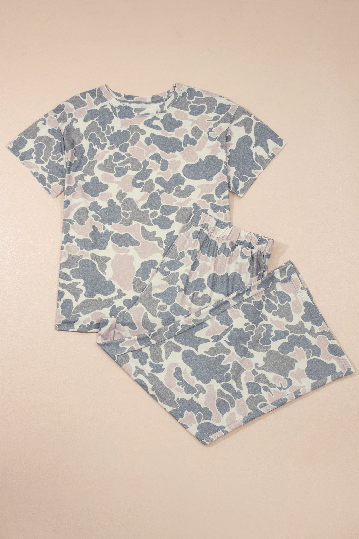 Multicolor Retro Camouflage Print Plus Size 2pcs Outfit