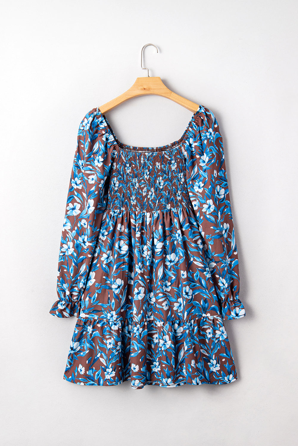 Blue Smocked Floral Long Sleeve Dress (Warehouse Exclusives - Online only)