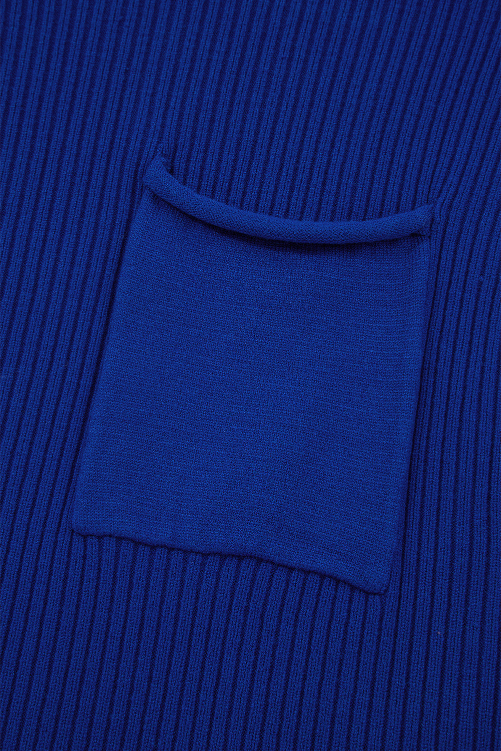 Dark Blue Pocket Ribbed Knit Short Sleeve Sweater Top (Warehouse Exclusives - Online only)