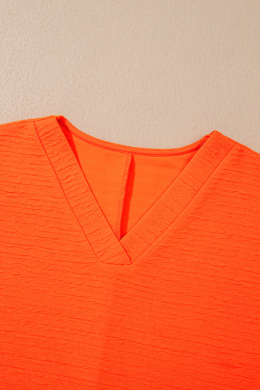 Orange Textured V Neck T Shirt and Shorts Set (Warehouse Exclusives)