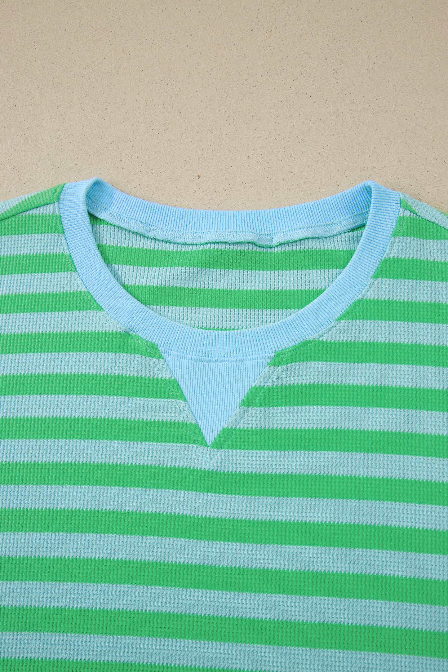 Green Stripe Plus Size Puff Sleeve Top & Drawstring Shorts 2pc Set