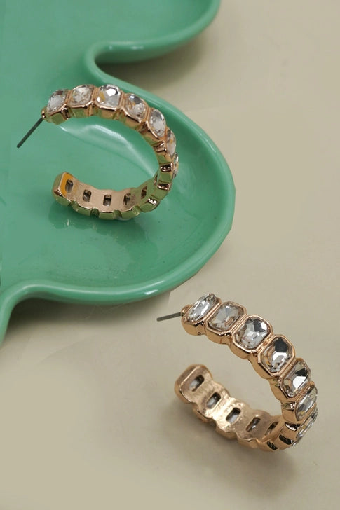 Classic Rhinestone Hoop Earrings