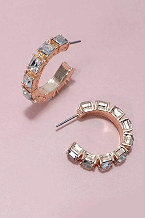 Rhinestone Station Hoop Earrings