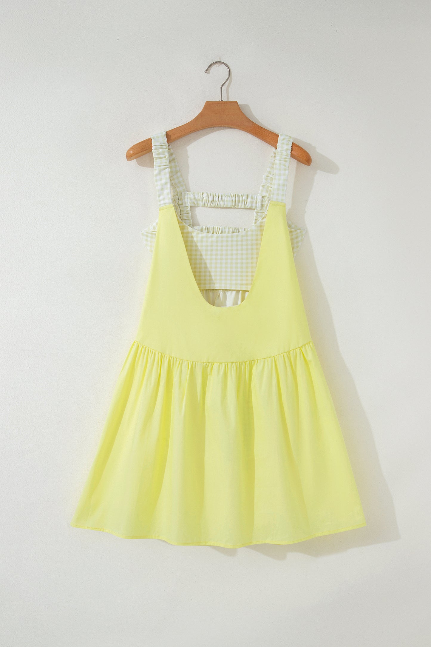 Faux Two Piece Gingham Contrast Loose Mini Dress