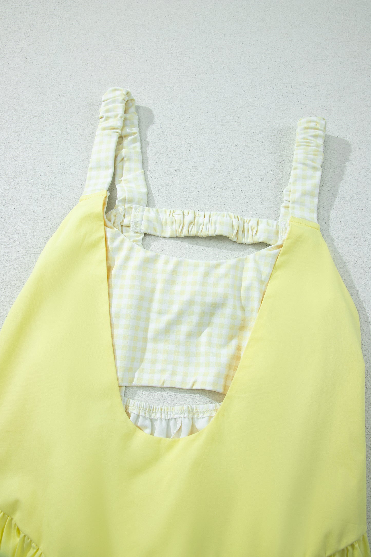 Faux Two Piece Gingham Contrast Loose Mini Dress