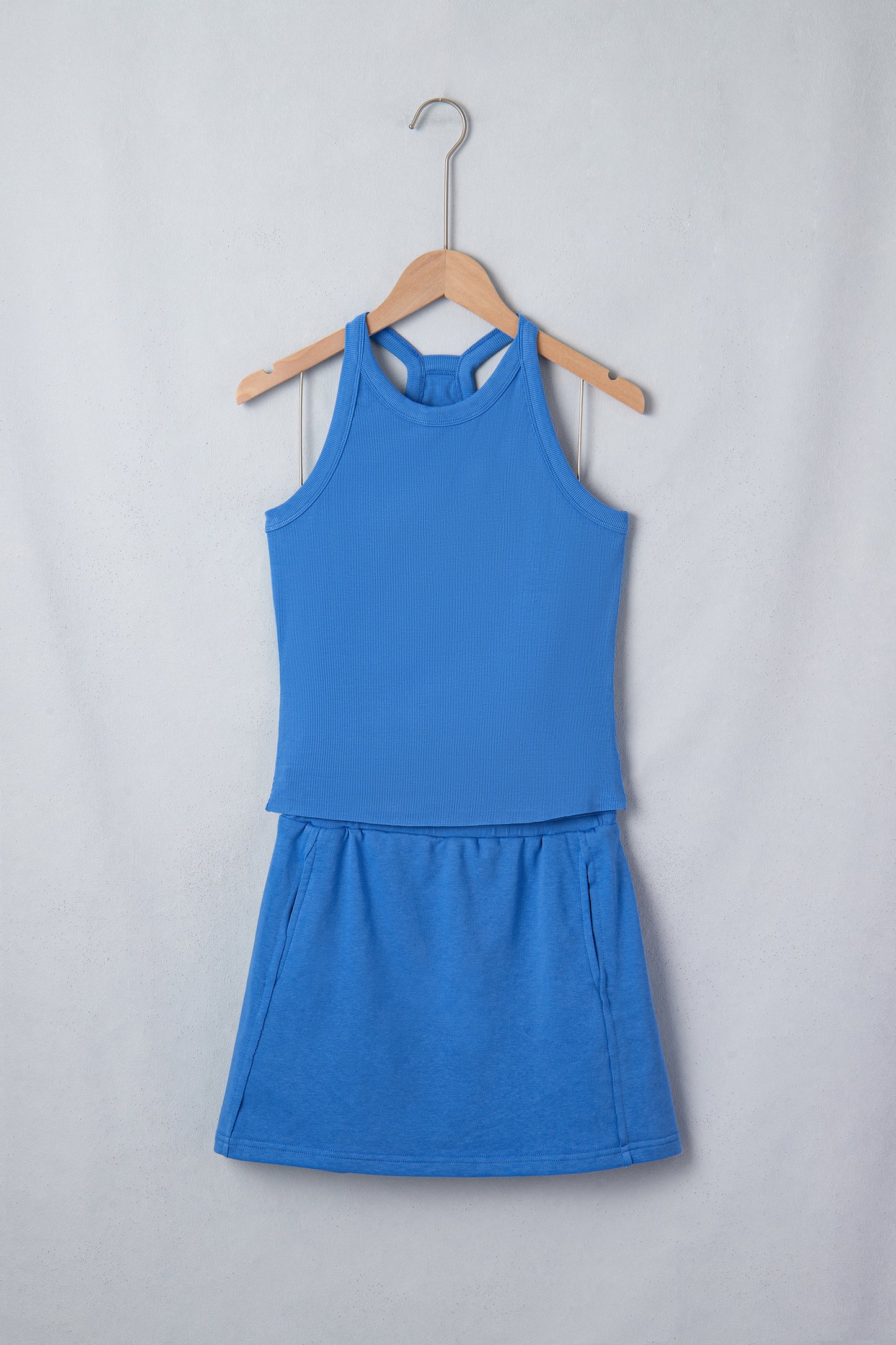 Slim Cropped Tank Top & Elastic Waist Mini Skort 2-Piece Outfit