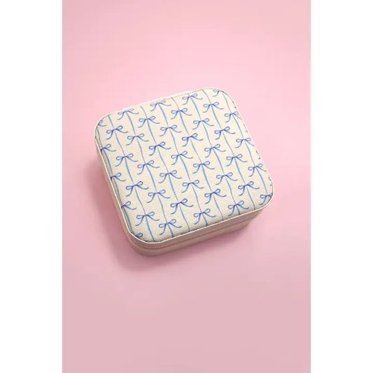 Blue Bow Designed Jewelry Organizer Travel Box Case