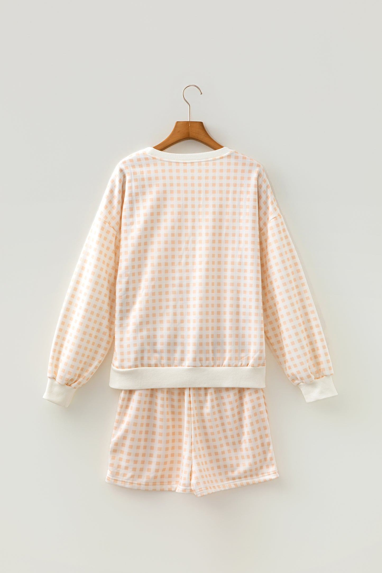 Plaid Baggy Pullover Drawstring Casual Shorts 2-Piece Outfit