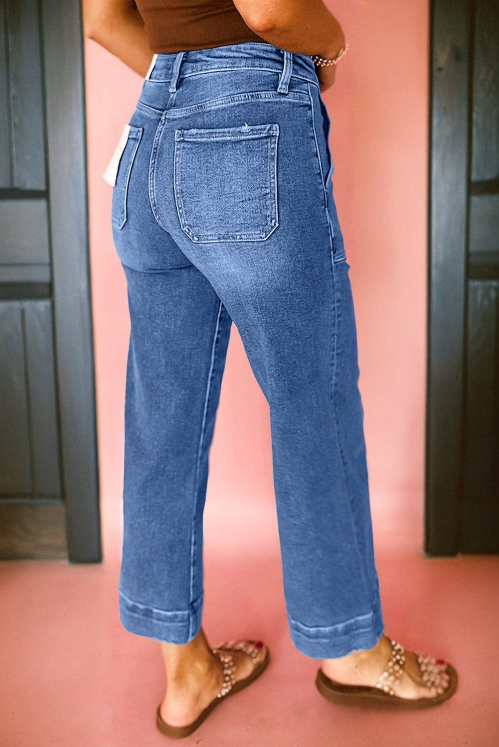Sky Blue Cropped High Rise Wide Leg Jeans  (Warehouse Exclusive)