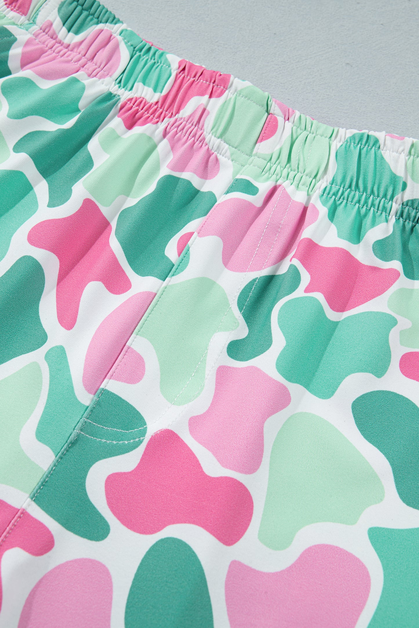 Green Camouflage Printed Cropped Tank Athleisure 2pcs Short Set