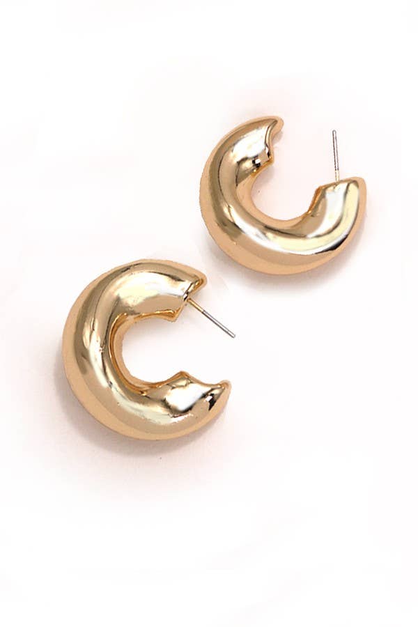 GOLD BUBBLE IRRGEULAR SHAPE HOOP EARRINGS