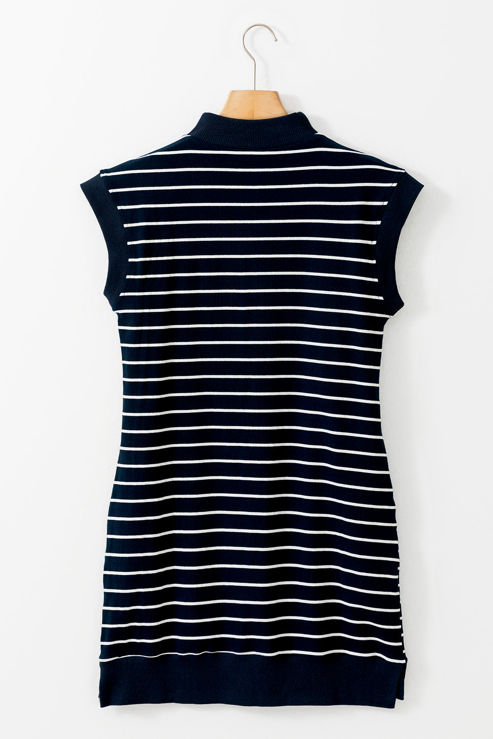 Navy Blue Quarter Zip Collared Cap Sleeve Mini Dress (Warehouse Exclusives)