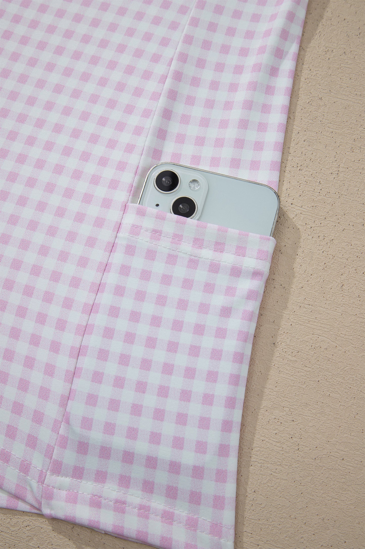 Faux Two Piece Gingham Contrast Loose Mini Dress