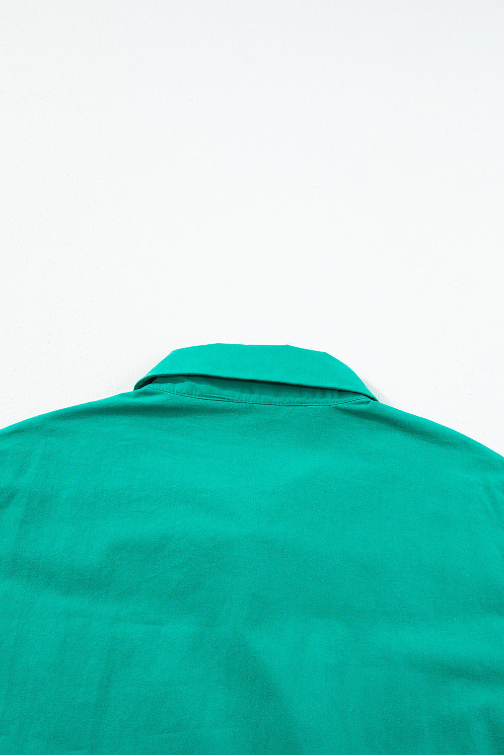 Green Shirred Ruffle Sleeve Button Up Short Dress