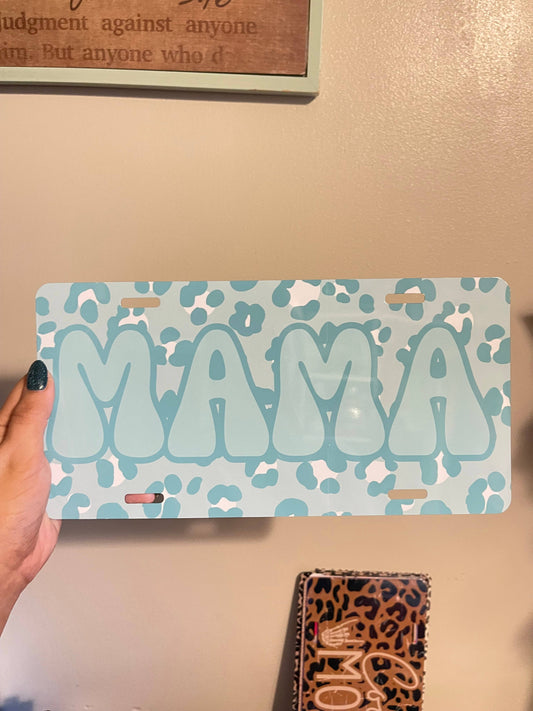 Mama Cheetah Front License Plate: Teal OR Purple